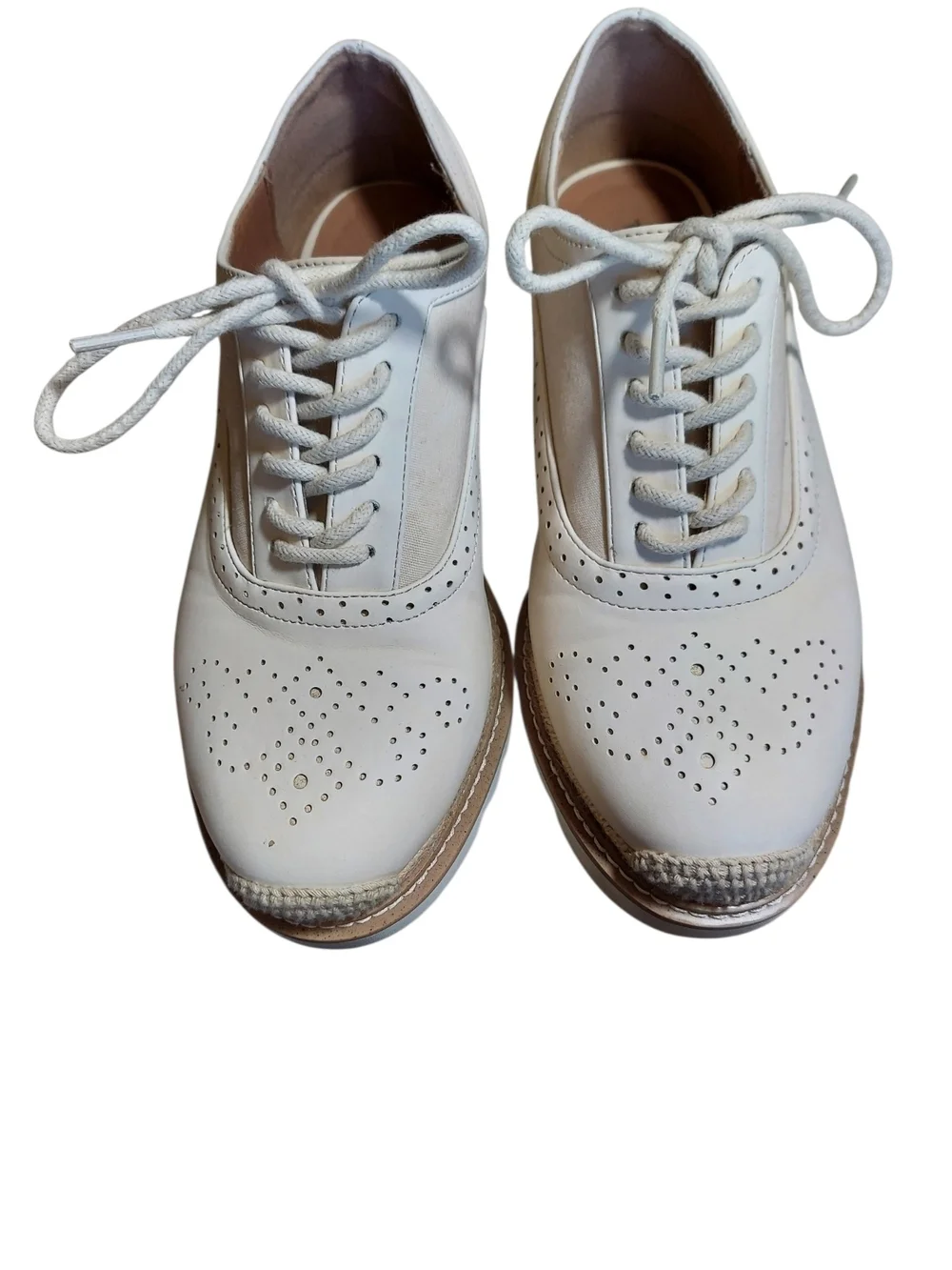 Torrid Brogue Platform Oxfords Cream Chunky Lug Sole Shoes 8.5WW